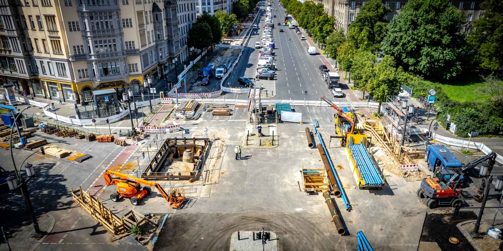 Die Kreuzung Kaiserdamm und Sophie-Charlotte-Platz aus der Luft