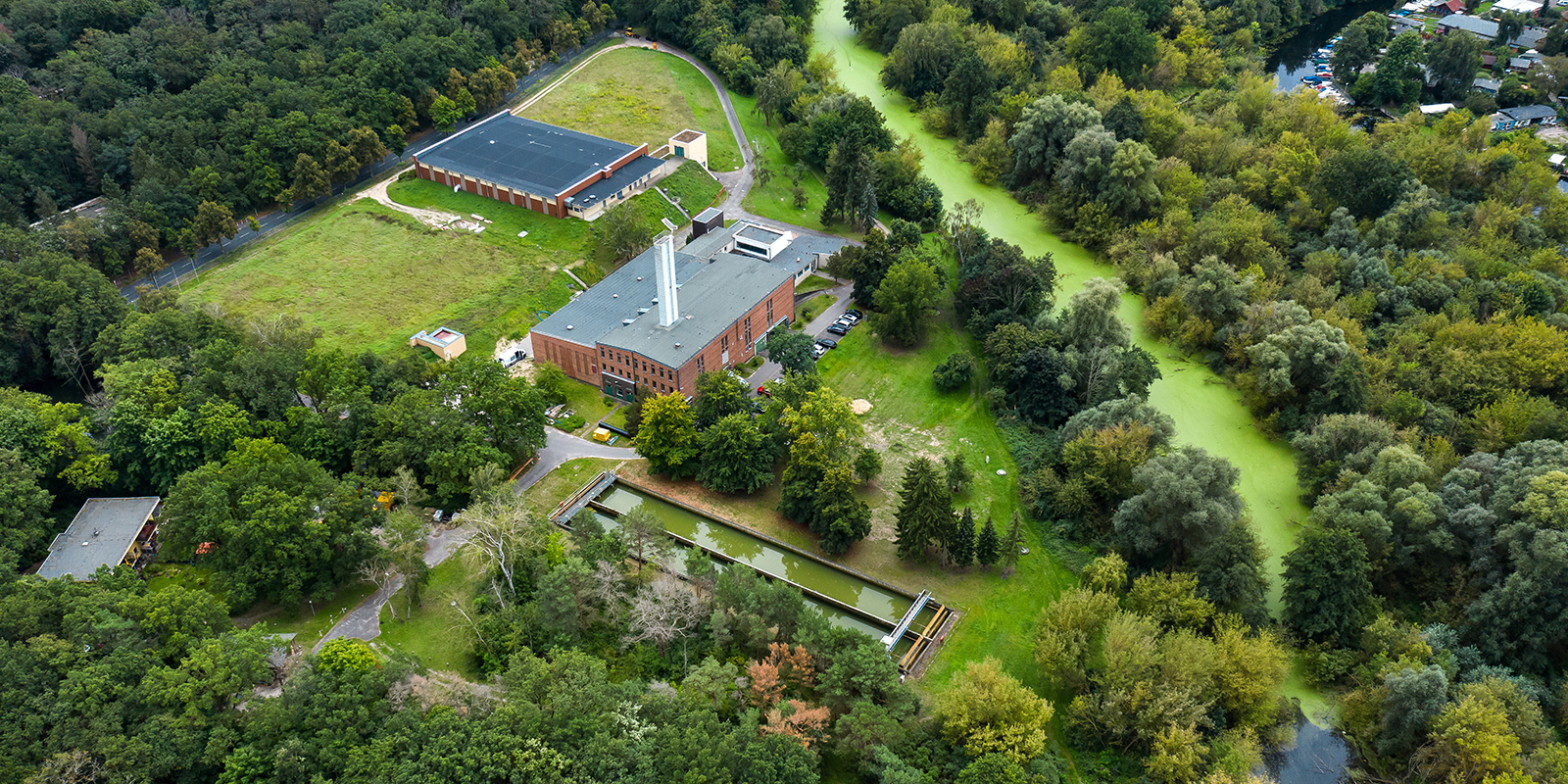 Luftaufnahme des Wasserwerks Tiefwerder