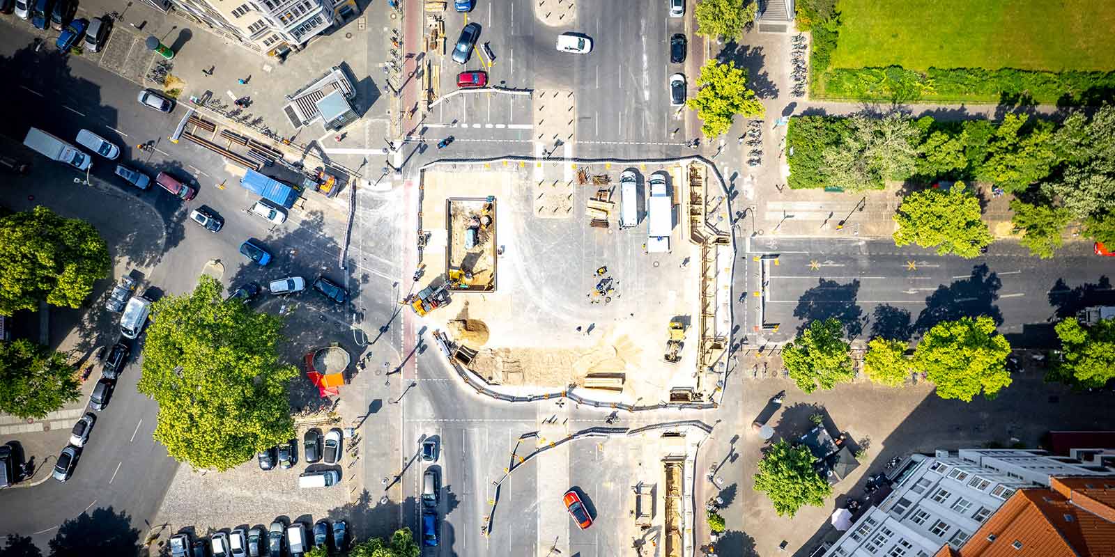 Drohnenbild von der Baustelle am Kaiserdamm