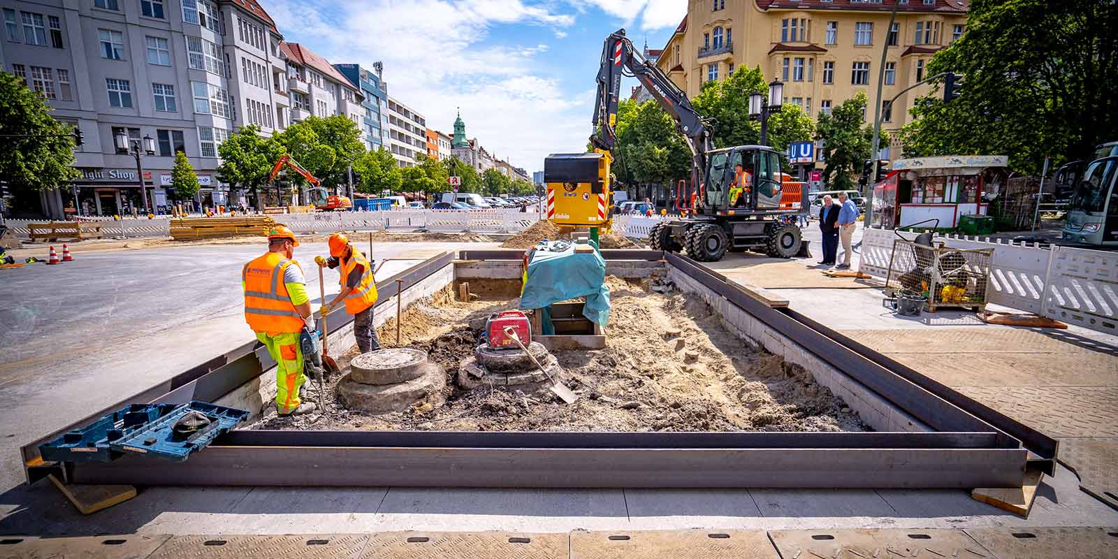 Blick auf die Baustelle am Kaiserdamm