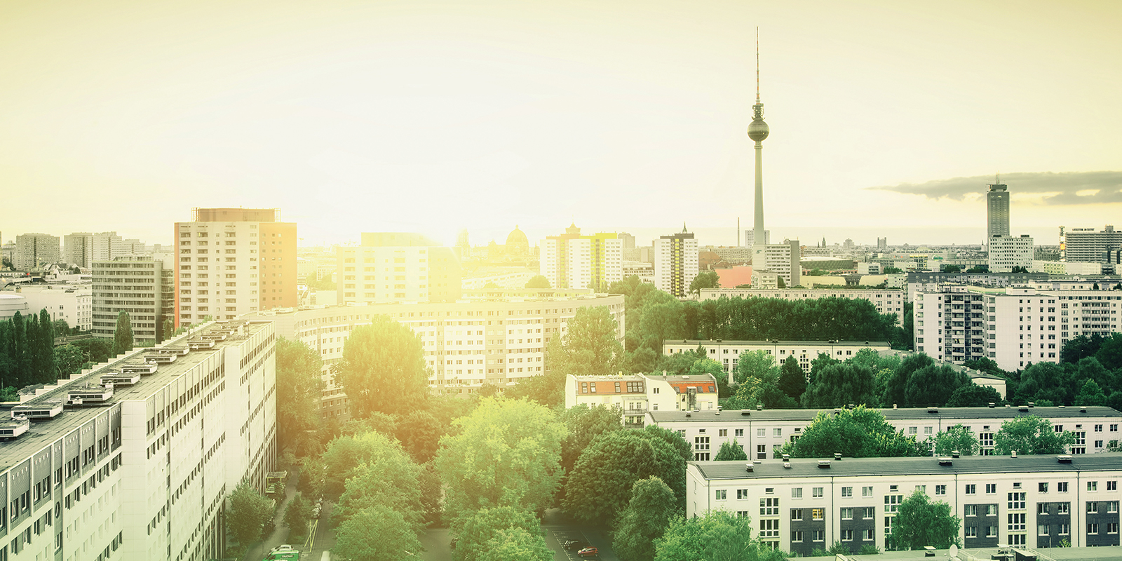 Berlin Skyline im Sonnenuntergang