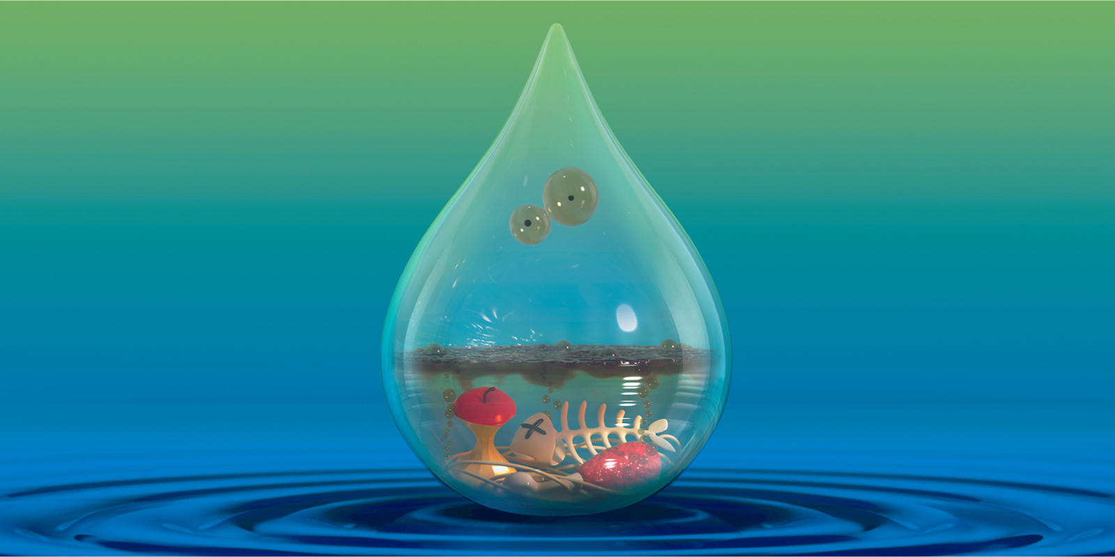 verschmutzter Wassertropfen
