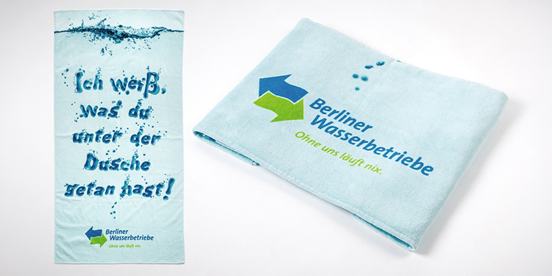 Badetuch, Motiv: Unser Wasser spricht für sich