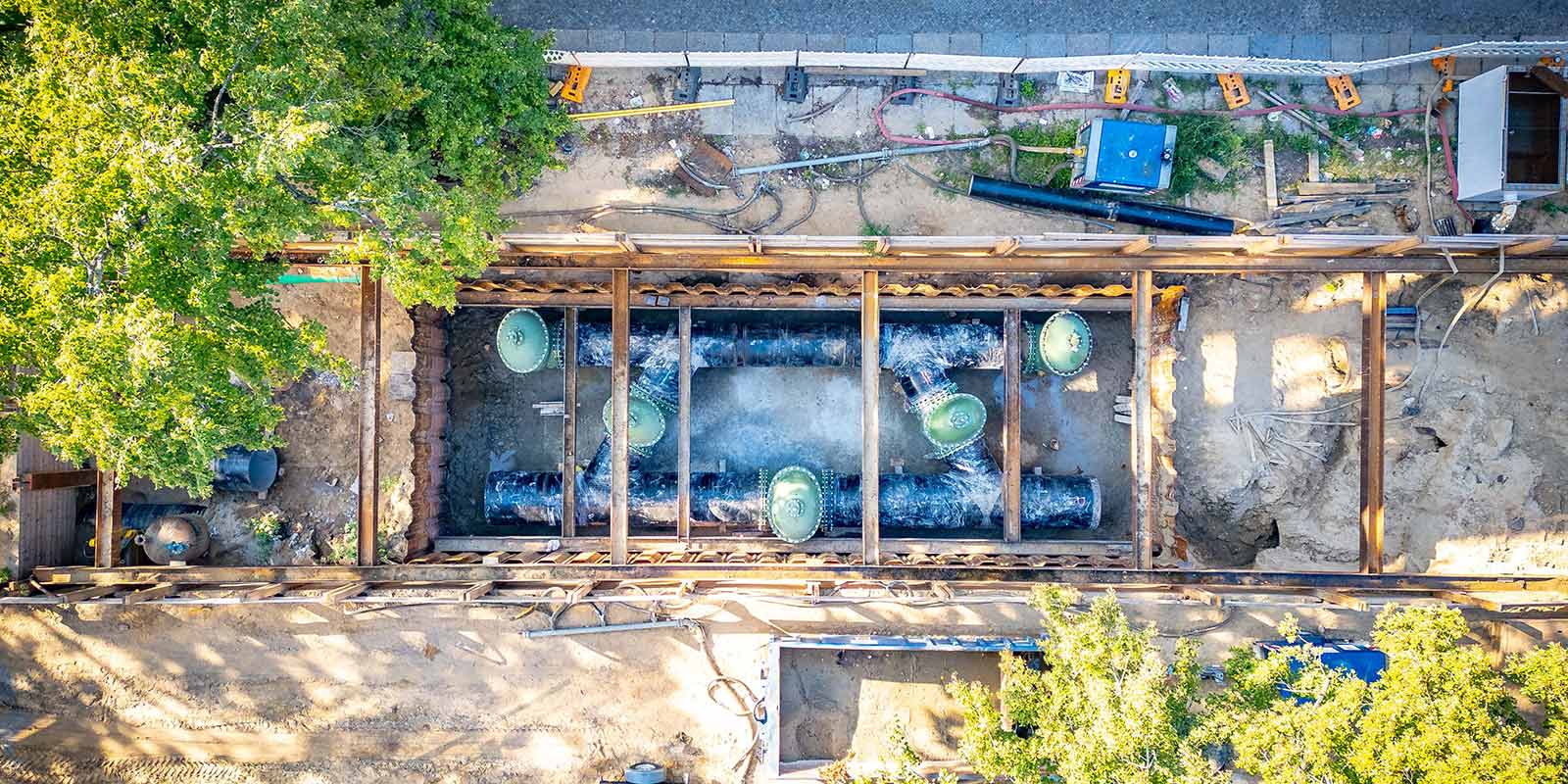 Baustelle mit Schieberkreuz